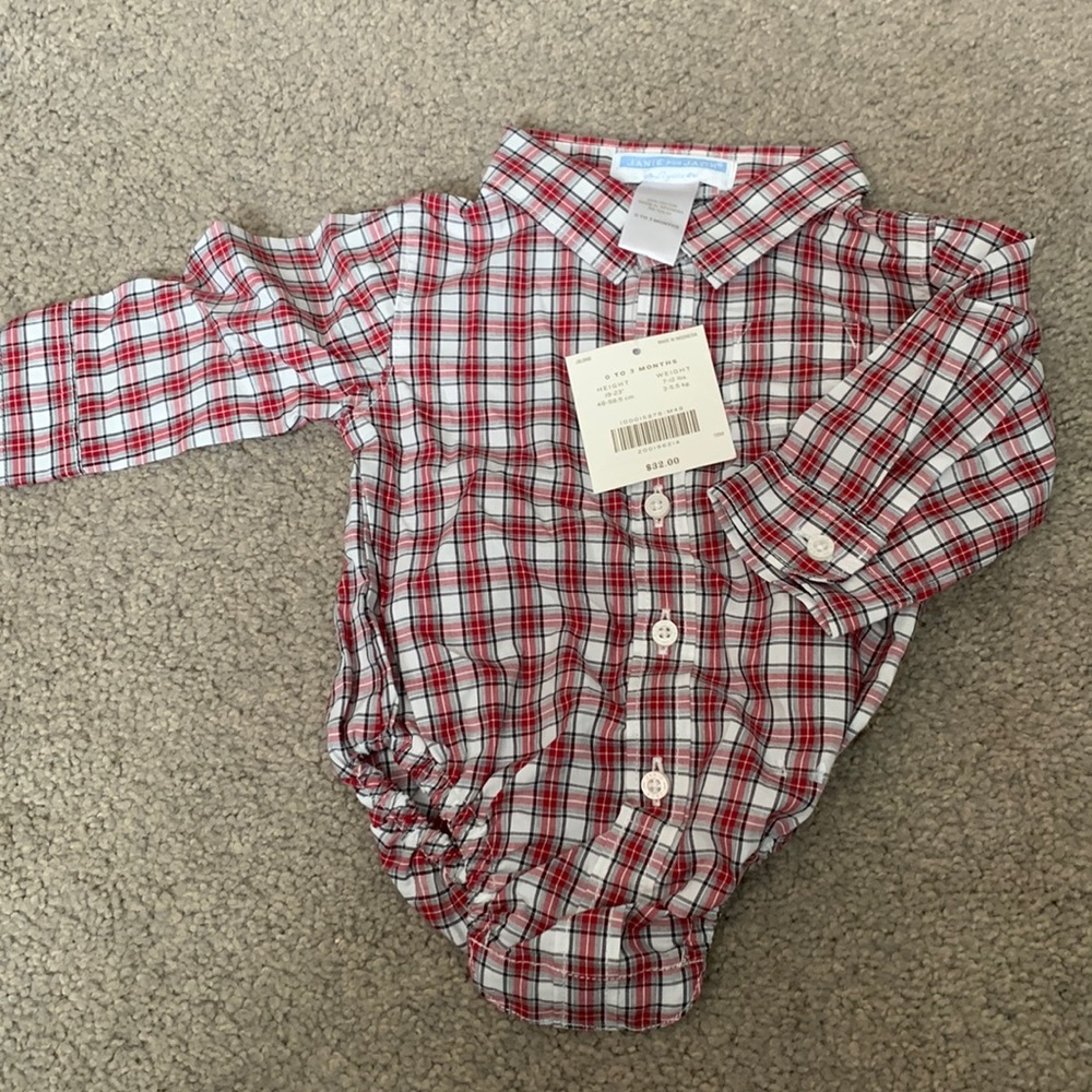 Janie and Jack Boys onesie 0 to 3 Months plaid